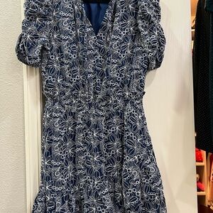 Joy Joy Navy and White Floral Long Sleeve Dress